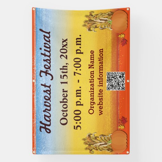 Banner zum Herbst Ernte QR Code Festival (Vertikal)