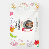 Banner zum Party von Gelben und Lila Kindern (Vertikal)