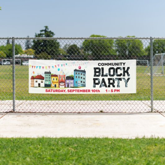 Banner zum Party von Nachbarschaftsblöcken (Insitu)