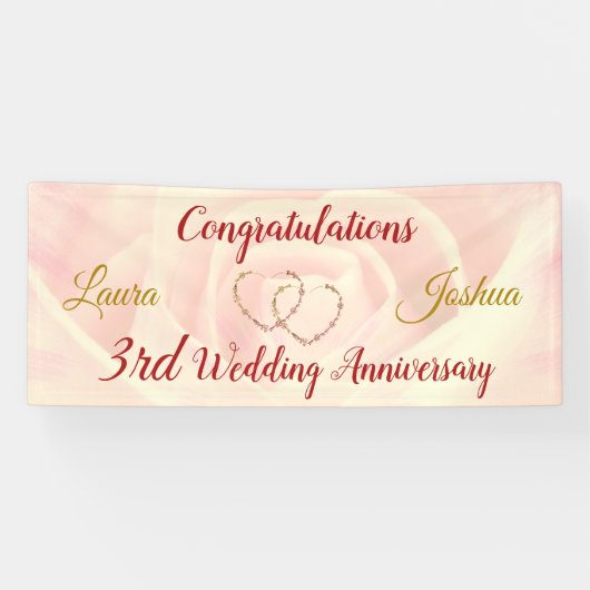 Banner zum personalisierten 3. Hochzeitstag (Horizontal)