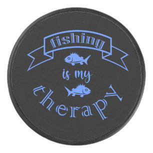 Bannerband-Zitat Angeln ist meine Therapie Eishockey Puck