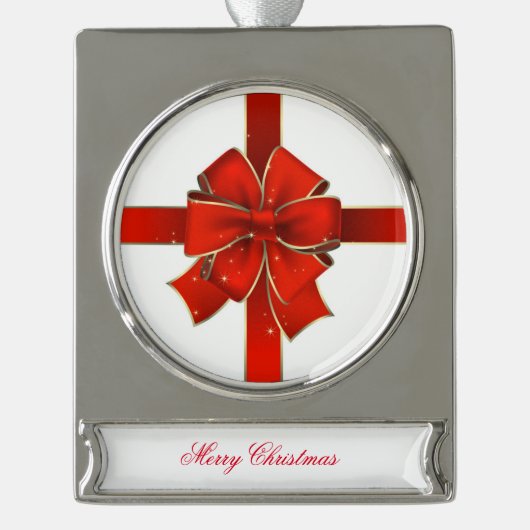 Bannerdekor - Silberplattiert/Bow Banner-Ornament Silber (Vorderseite)