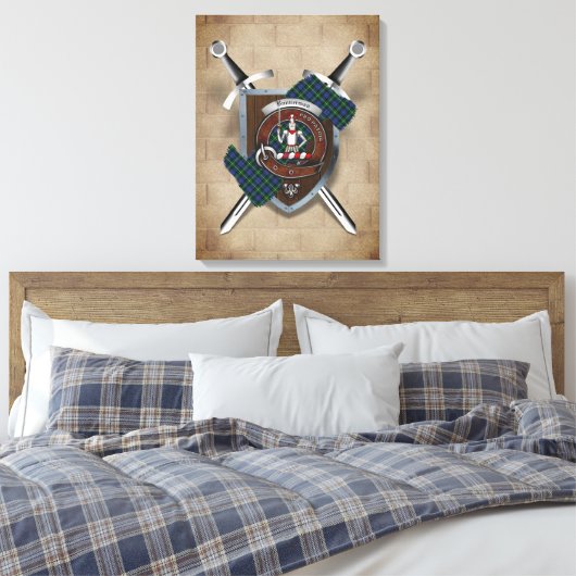 Bannerman Clan Abzeichen Crossed Schwerter Canvas  Leinwanddruck (Insitu (Schlafzimmer))