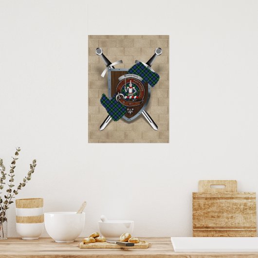 Bannerman Clan Abzeichen Crossed Schwerter Poster  (Küche)