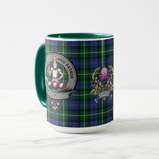 Bannerman Clan Abzeichen & Tartan Tasse (Vorderseite Links)