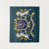 Bannerman Clan Abzeichen & Unicorns w/Tartan Wandteppich (Vorderseite)