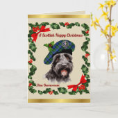 Bannerman Scottie Dog Personalisiert Xmas Karte (Gelbe Blume)
