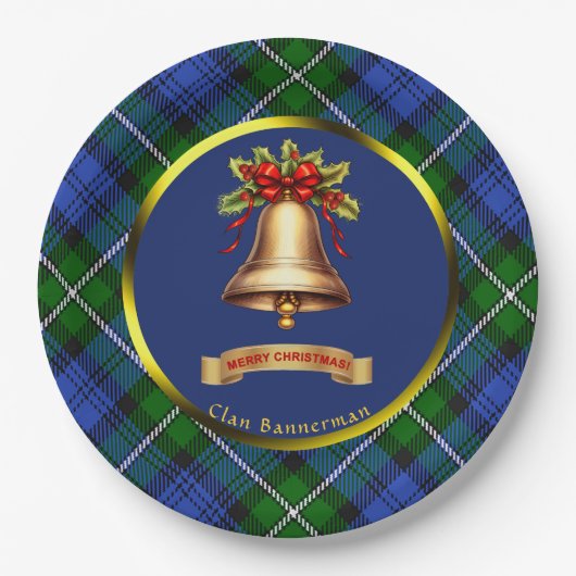 Bannerman Tartan Personalisiert Weihnachten Pappteller (Vorderseite)