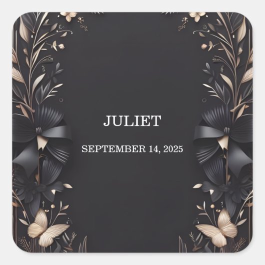 Banners Bows Satin Ribbon Cutting Brautparty Quadratischer Aufkleber (Vorderseite)