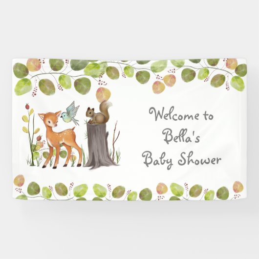 Banners Woodland Animals Baby Dusche Banner (Horizontal)
