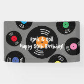Bannerzeichen "cool Rock and Roll Birthday" Banner (Horizontal)