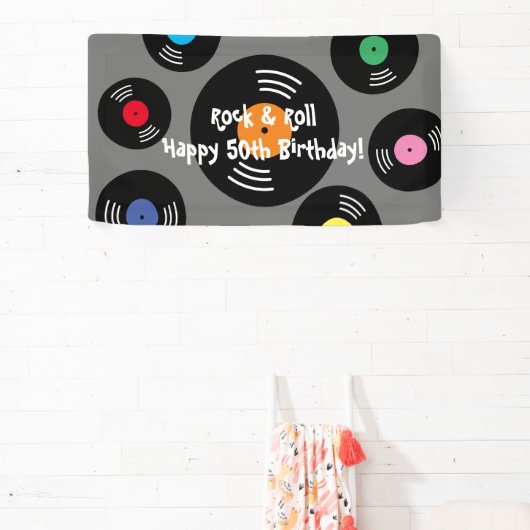 Bannerzeichen "cool Rock and Roll Birthday" Banner (InSitu)