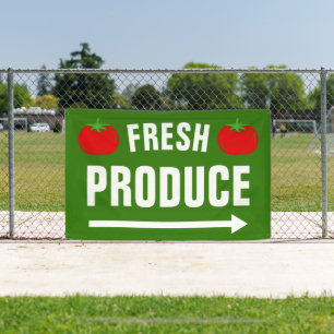Bannerzeichen "Fresh Produzieren" mit Pfeil Banner