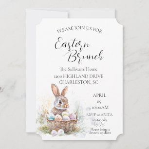 Banny in Korb mit Eiern Osterbrunch Einladung