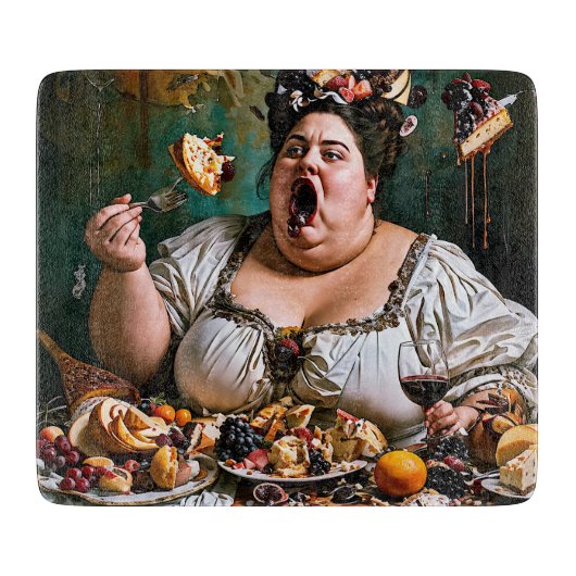 "Banquet of Chaos" Surreal farbenfrohe Kunstwerke Schneidebrett (Vorderseite)