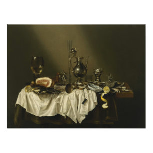 Banquet Piece mit Ham Willem Claesz Heda Glossy Poster