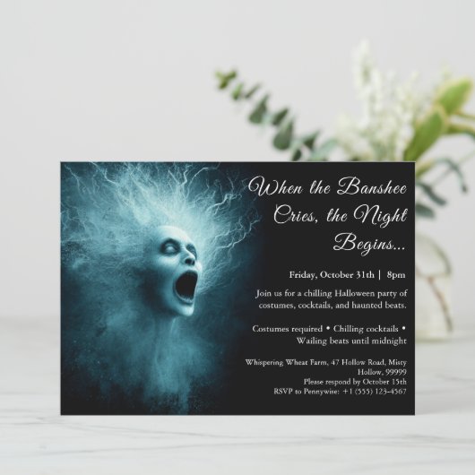 Banshee Cry Halloween Party Einladung (Stehend Vorderseite)