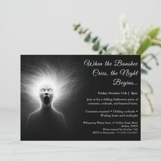 Banshee Cry Halloween Party Einladung (Stehend Vorderseite)