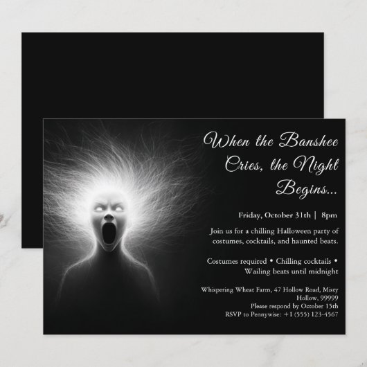 Banshee Cry Halloween Party Einladung (Vorne/Hinten)
