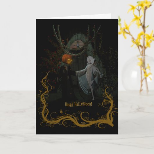 Banshee und Pumpkin Head Karte (Gelbe Blume)