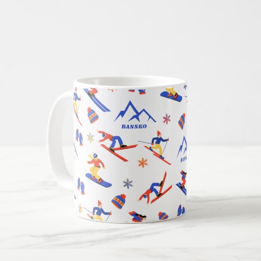 Bansko Bulgaria Balkan Ski Snowboard Muster Kaffeetasse (Vorderseite Links)