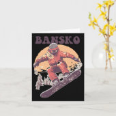 Bansko Bulgaria Retro Snowboard Karte (Gelbe Blume)