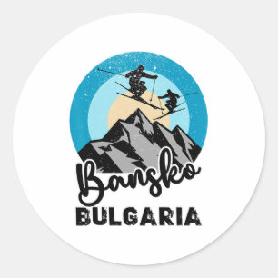 Bansko Bulgaria Ski Snowboarding Runder Aufkleber
