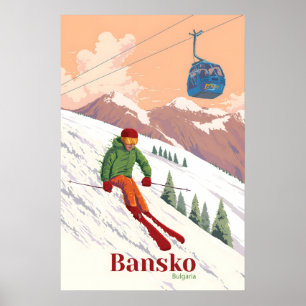 Bansko Bulgarien Skigebiet Reiseplakat Poster