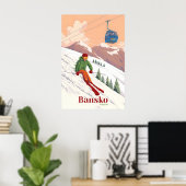Bansko Bulgarien Skigebiet Reiseplakat Poster (Heimbüro)