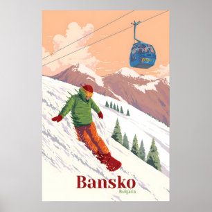 Bansko Bulgarien Snowboarden Reiseplakat Poster