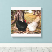 Bantam Cochin Rooster und Hen in waldreicher Umgeb Leinwanddruck (Insitu (Holzboden))