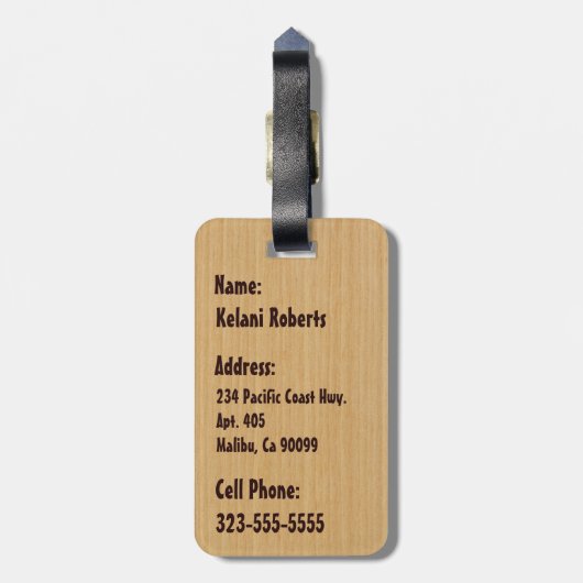 Bantambaum-hawaiische Gepäckanhänger (Rückseite vertikal)