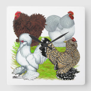 Bantams Feather Leged Quadratische Wanduhr