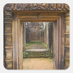 Banteay Srei Tempel, Angkor, Provinz Siem Reap, Quadratischer Aufkleber