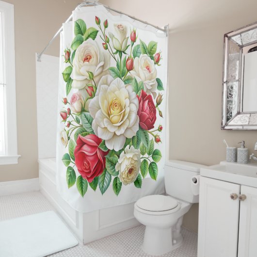 Bantry Bay Rose 4K Digital Illustration Duschvorhang (Beispiel)