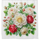 Bantry Bay Rose 4K Digital Illustration Duschvorhang (Vorderseite)