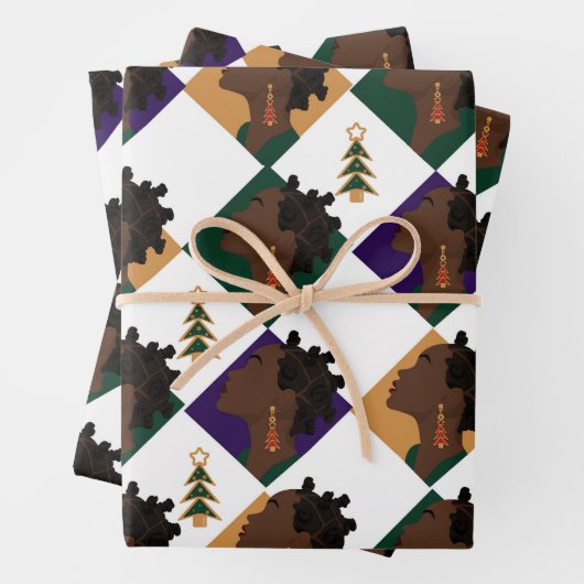 Bantu Violet Wrapping Paper Flat Sheet Set 3 Geschenkpapier Set (Beispiel)