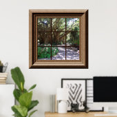 Banyan Tree Fake Window Scene Entspannen Grün Poster (Heimbüro)