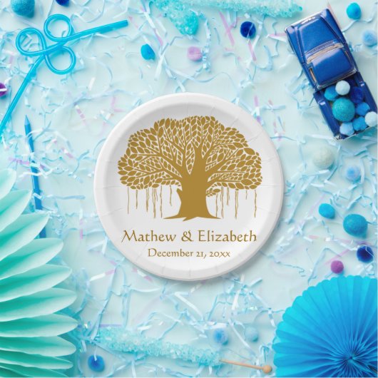 Banyanbaum-rustikale Hochzeit im Freien Pappteller (Party)