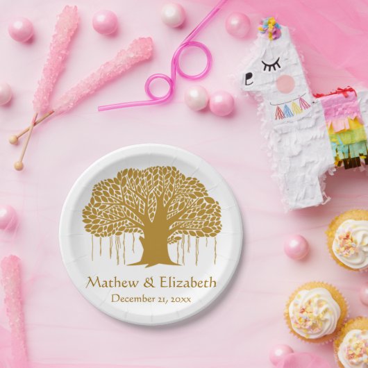 Banyanbaum-rustikale Hochzeit im Freien Pappteller (Party)