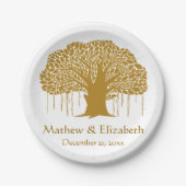 Banyanbaum-rustikale Hochzeit im Freien Pappteller (Vorderseite)