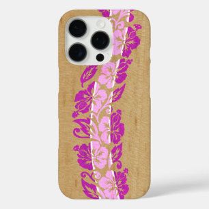Banyans Hawaiian Hibiscus Faux Holz Surfboard Pink iPhone 16 Pro Hülle