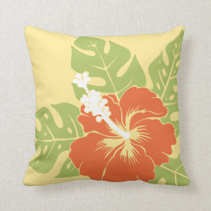 Banzai Beach Hawaiian Hibiscus Quadratische Kissen