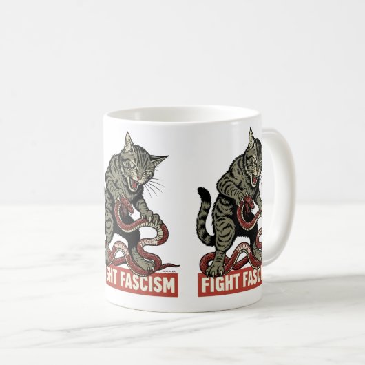 Banzai Kat Fight Fascism Kaffeetasse (VorderseiteRechts)