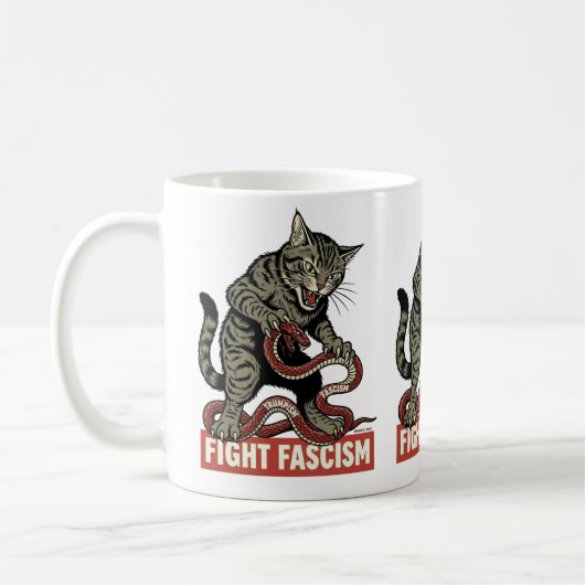 Banzai Kat Fight Fascism Kaffeetasse (Links)