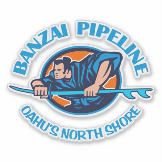 Banzai-Pipeline (blau) Aufkleber (Vorderseite)