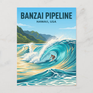 Banzai Pipeline, Nordküste, Oahu Hawaii Postkarte