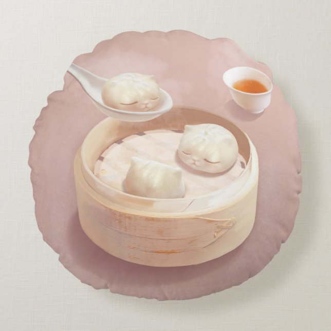 Bao Baby - Tea Time Bao Buddies Rundes Kissen (Vorderseite)