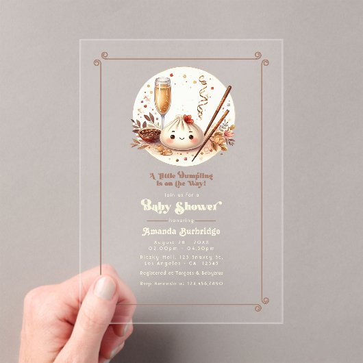 Bao in Oven "A Little Dumpling" Babydusche Acryleinladungen (Insitu (Handheld))