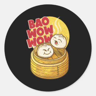 Bao Wow Wow Baozi Chinesisches Essen Dim Sum Asian Runder Aufkleber